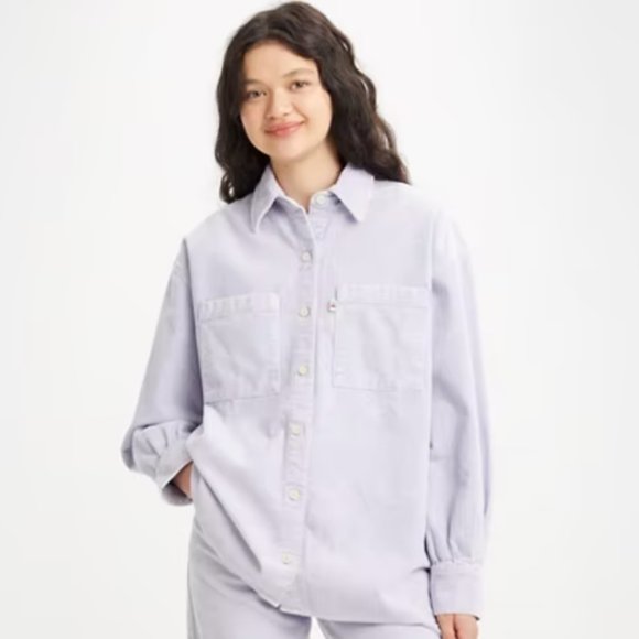 NWT LEVI'S - JOVI RELAXED SHIRT IN PURPLE GARMENT DYE - Picture 4 of 12